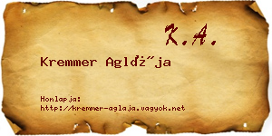 Kremmer Aglája névjegykártya